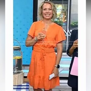 LOFT Vibrant Orange Smocked Ruffle Dress